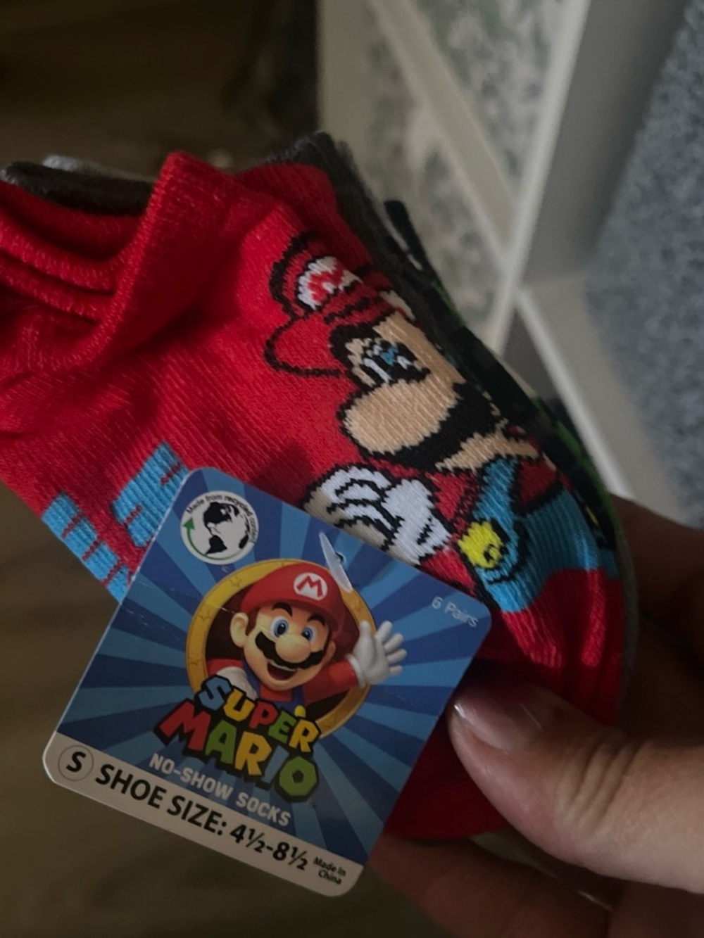 Nintendo Red Super Mario Kids No-Show Socks